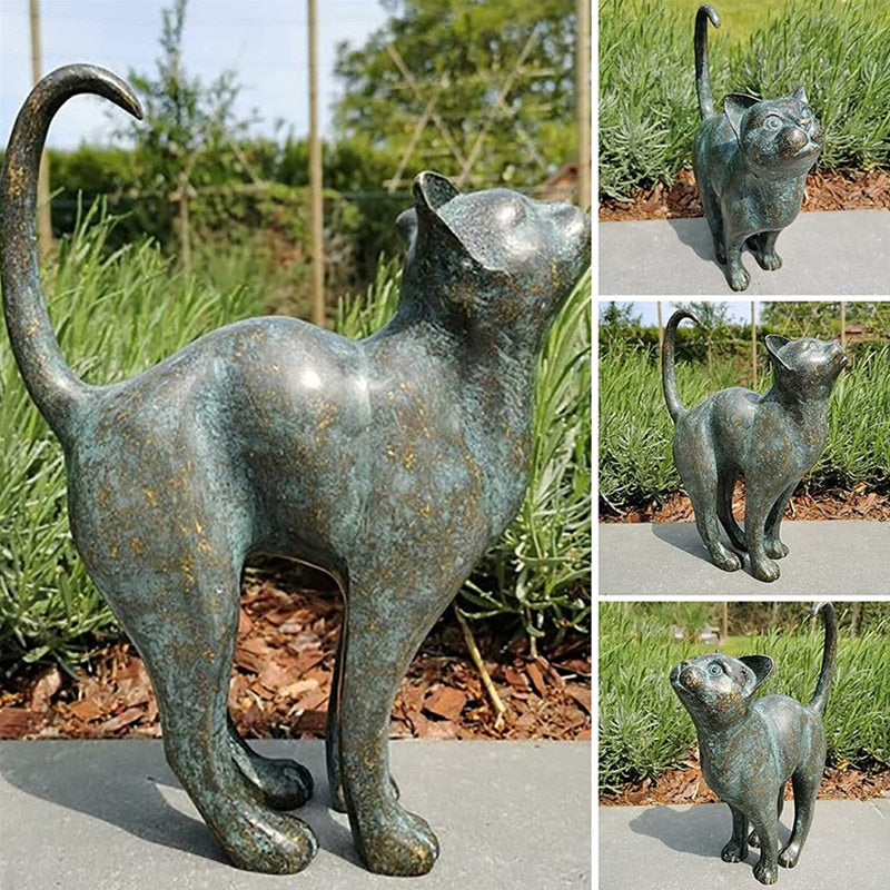 Realistisk kattestatue som hagestatue, værbestandig pyntegjenstand for terrasse