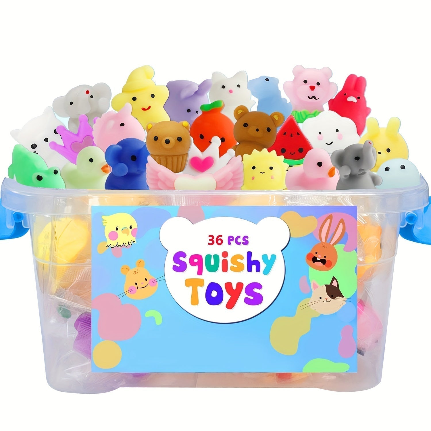 Hånd som klemmer et fluffy kawaii squishy dyr, myk lek for stressavlastning og barnas glede, miljøvennlig.