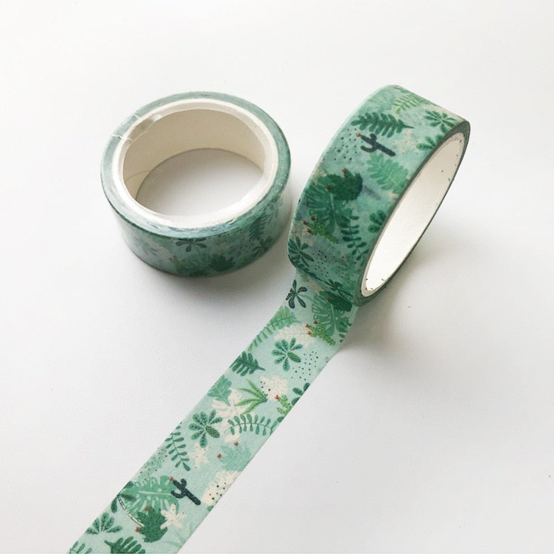 Organisert samling av 5 kawaii washi-tape ruller, ideelt for kreative entusiaster.