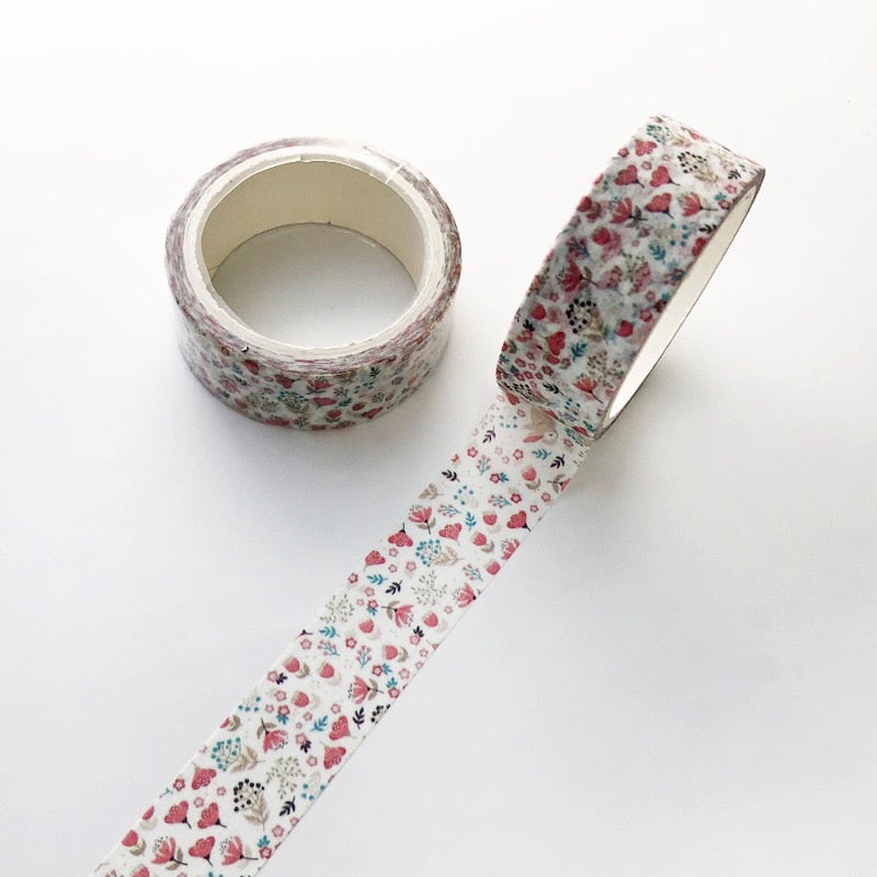 Kreativ washi-tape for kunstprosjekter, 5 ruller med forskjellige kawaii-mønstre.