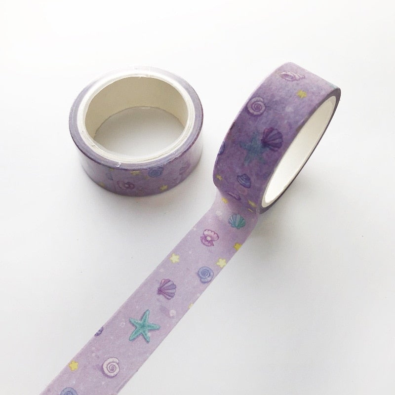 Dekorativ teip: Kawaii washi-tape for skrapbøker, 5-pakning med unike design.