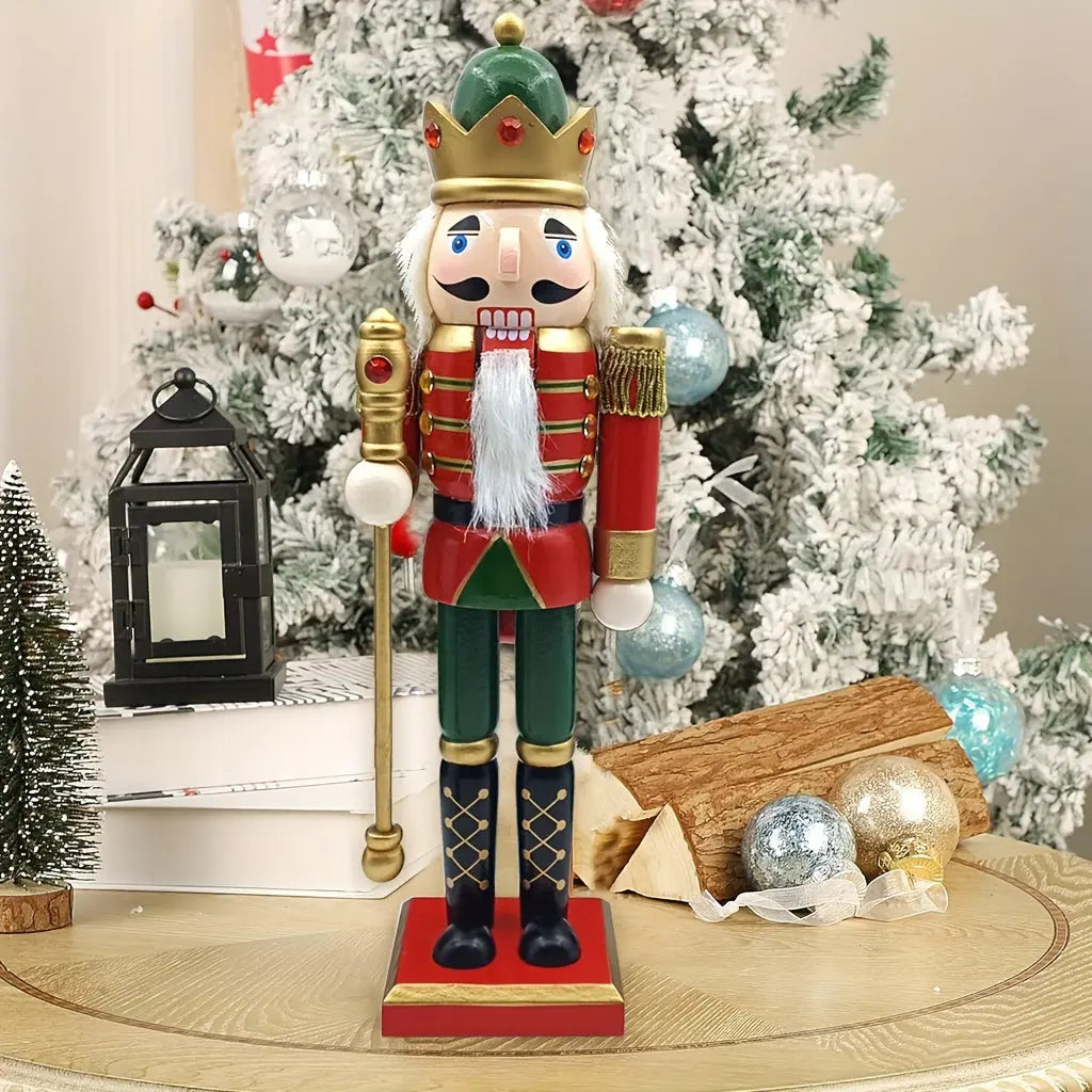 Nøtteknekker juledekorasjon 30 cm. Tradisjonell trefigur, klassisk julepynt til jul.