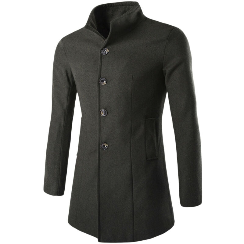 Klassisk elegant trenchcoat for menn, slimfit passform, perfekt for høst og vinter.