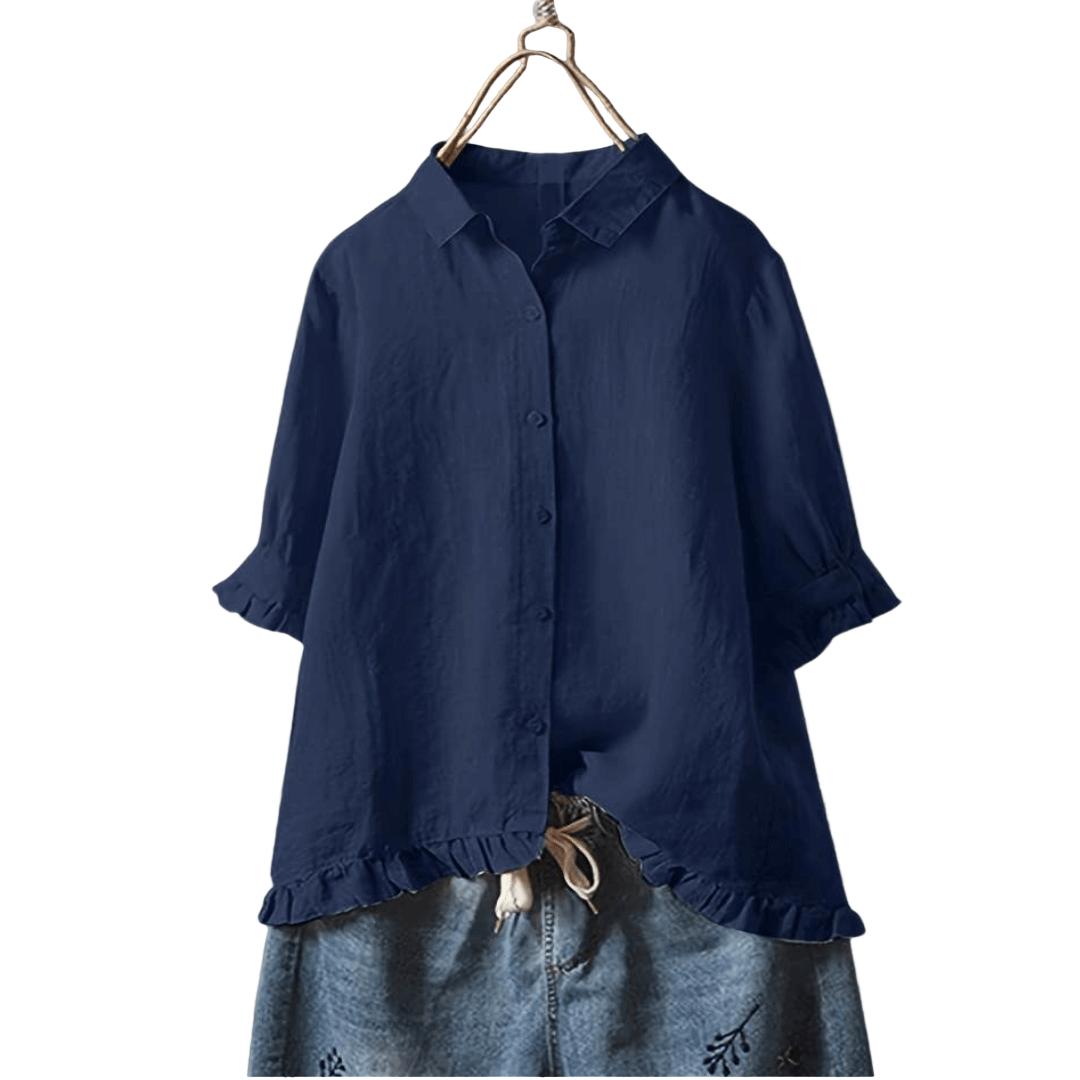 Klassisk hvit dameskjorte med lange ermer, perfekt for elegant kontorstil eller fest. Komfortabel bluse.