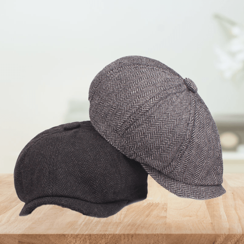 "Klassisk retro sixpence hatt i bomull, elegant grå tone, justerbar passform for stilfull og komfortabel hodebekledning."