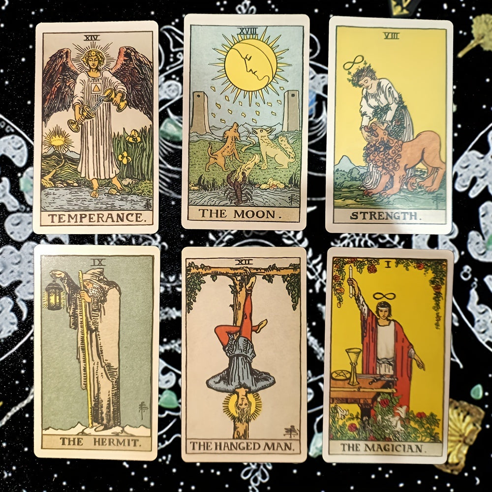 Detaljert bilde av ett av de 78 klassiske tarotkortene, viser rik kunst og symbolikk for dypere innsikt.