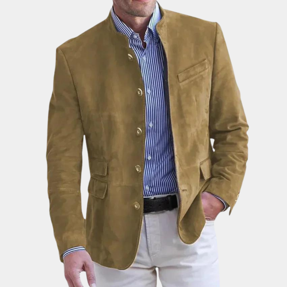 "Klassisk vårjakke for menn i tidløst design, brun, mørkegrå eller blå farge, perfekt for casual og formelle antrekk."