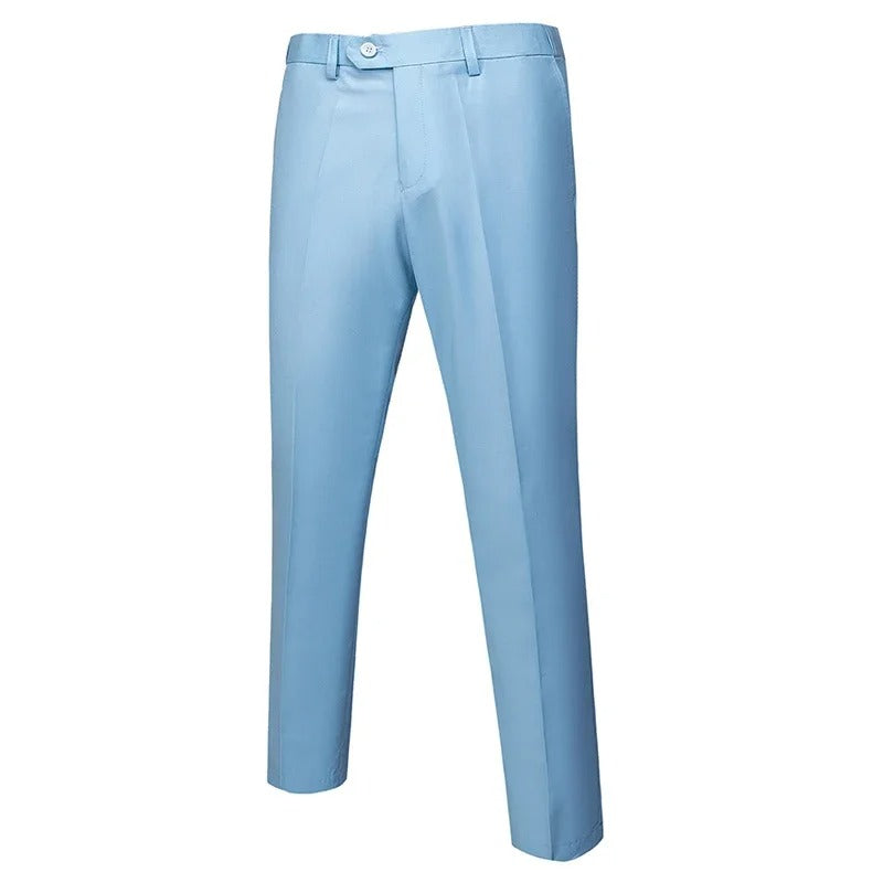 Ensfargede klassiske dressbukser for menn, klare til bruk. Tidløs stil for business og formelle eventer.