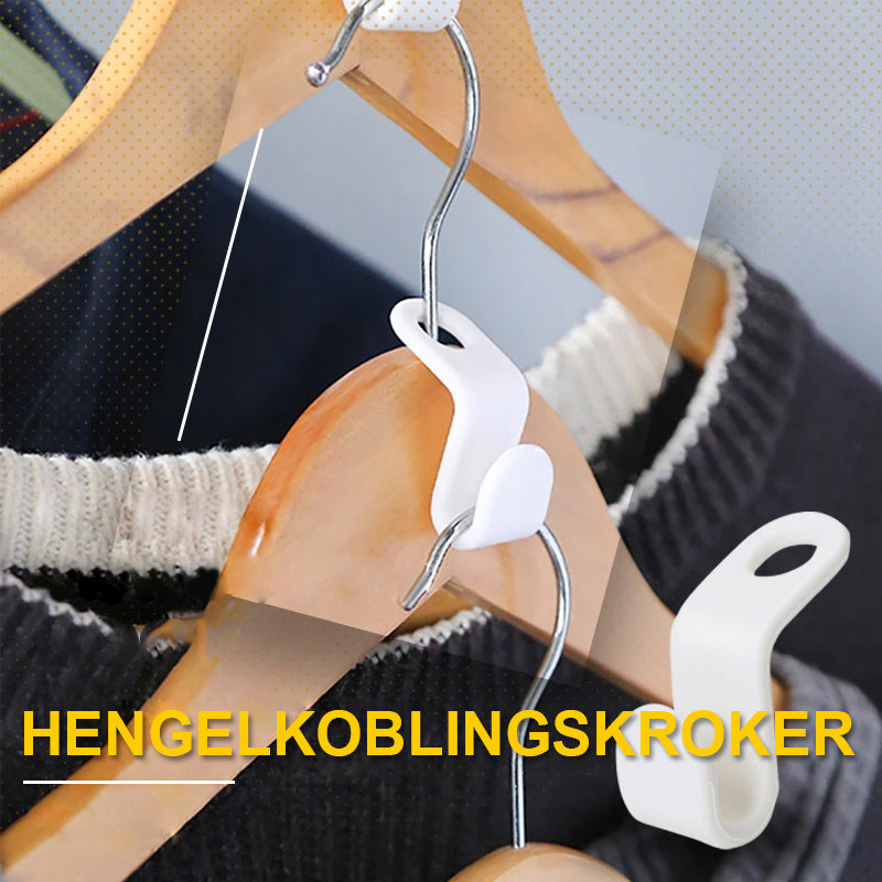 Kleshenger kroker i robust plast med spor og krok for effektiv plassbesparelse, ideell for organisert klesskap.