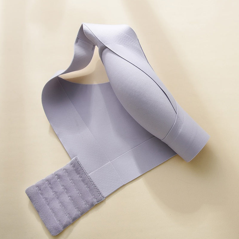 "Komfortabel trådløs BH med full dekning, sidesupport og anti-sag i beige nylon, perfekt for daglig bruk."