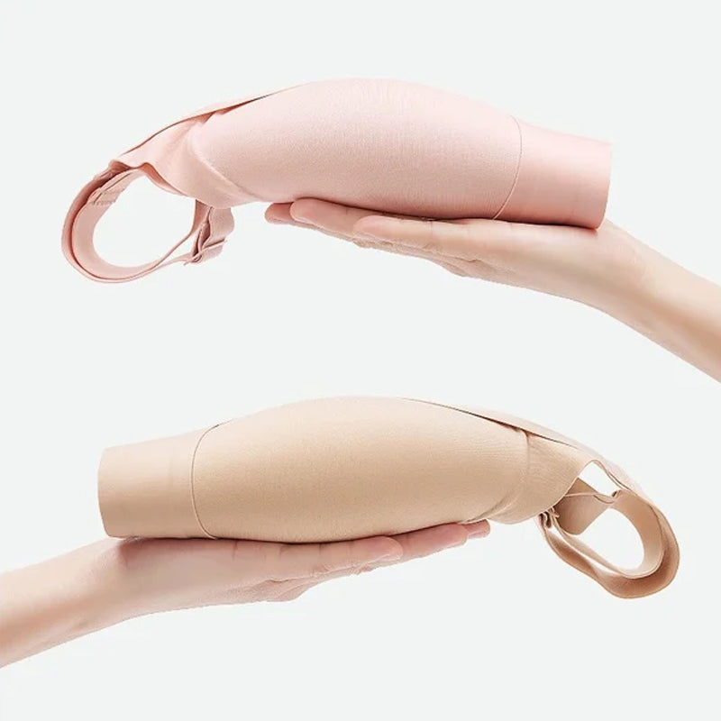 "Komfortabel trådløs BH med full dekning, sidesupport og anti-sag i beige nylon, perfekt for daglig bruk."
