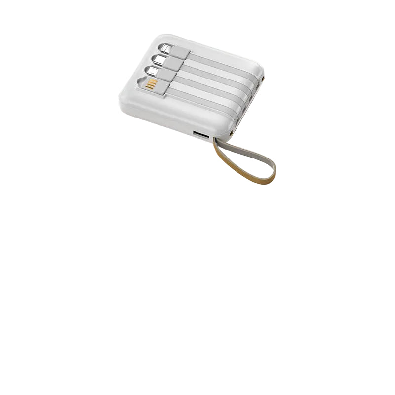 Kompakt 20000mAh powerbank med integrerte kabler for smarttelefoner og nettbrett, ideell for reise