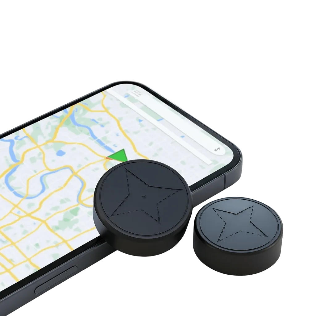 Kompakt GPS-sporer med magnetfeste for sanntidssporing og tyverisikring av eiendeler.