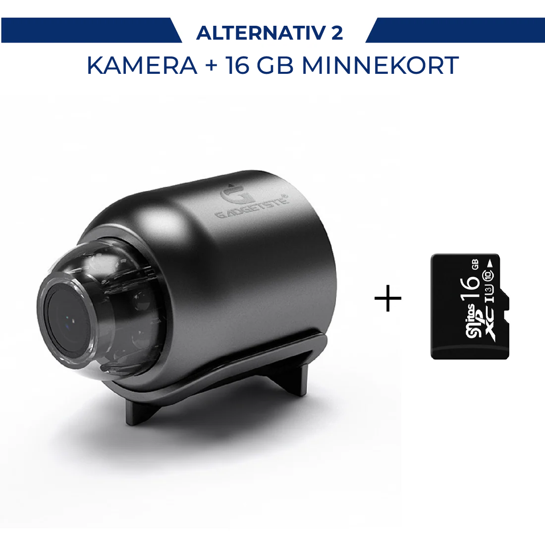 "Kompakt X5 Mini WiFi sikkerhetskamera med 1080P HD, nattsyn, og sanntidsvarsler, svart og elegant design."