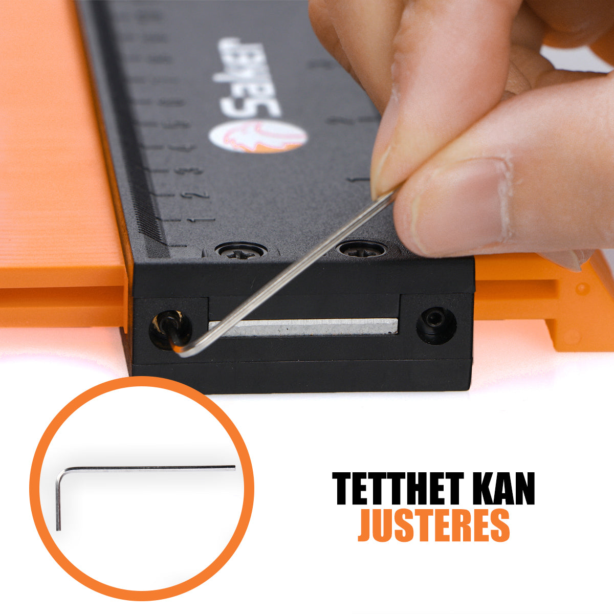 "Konturmålingsverktøy av ABS-plast for presis formduplisering. Ergonomisk design, ideell for trearbeid og bilprosjekter."