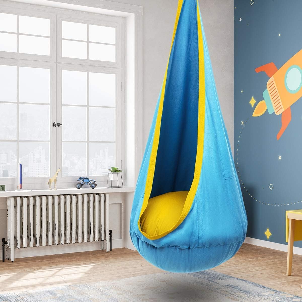 Hengekøye-stil barnevennlig stol med luftpute, flott for småbarn som elsker å gynge.