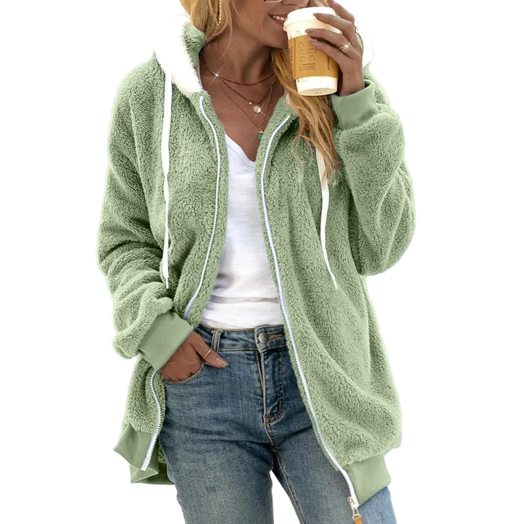 Koselig oversized hettecardigan for kvinner i grå, perfekt for komfortabel hverdagsbruk og lag-på-lag stil.