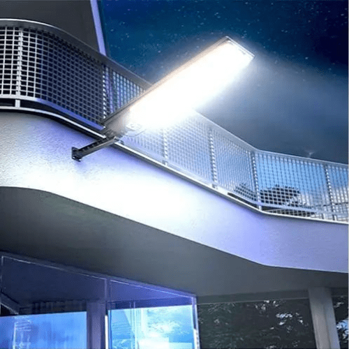 Fasadelys og gårdsbelysning: 3000W solcellelampe. Automatisk LED-lampe for trygg og energibesparende utendørsbelysning.