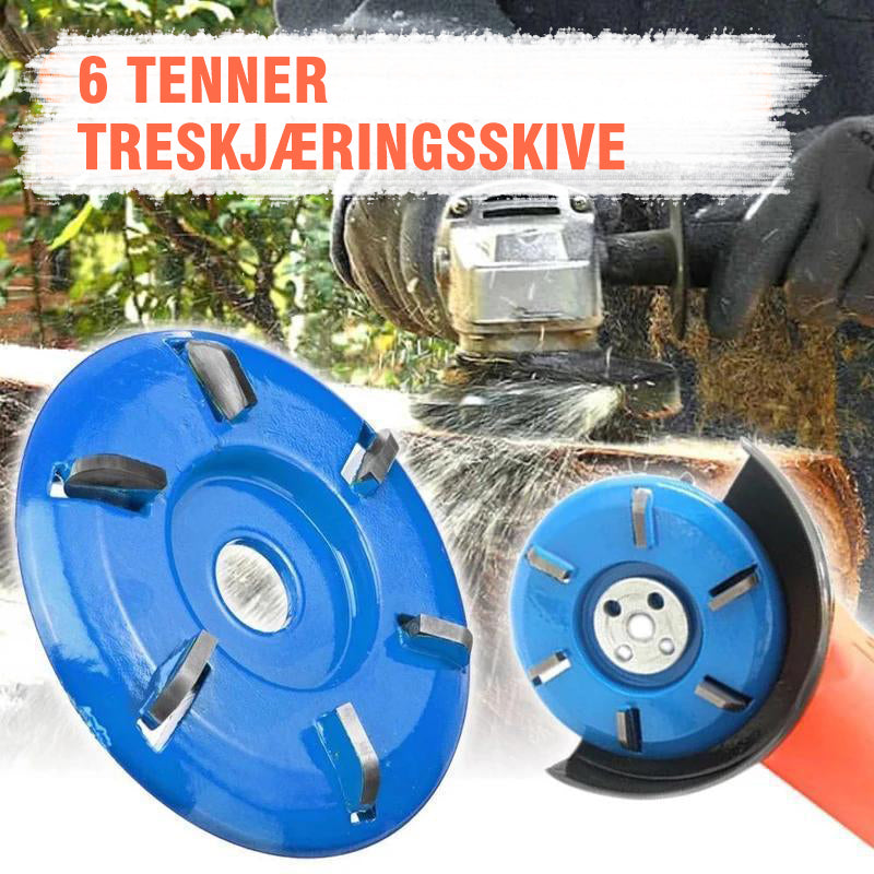 "Kraftig 3/6-tanns treskjæringsskive i blå, rød, svart for effektiv vinkelsliperbruk og presis materialfjerning."