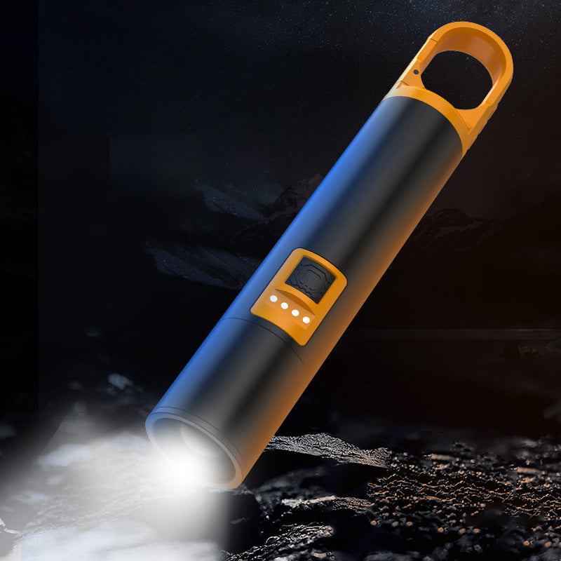 "Kraftig vanntett lommelykt med XHP50 LED i robust aluminium, ideell for utendørsbruk og nødsituasjoner."