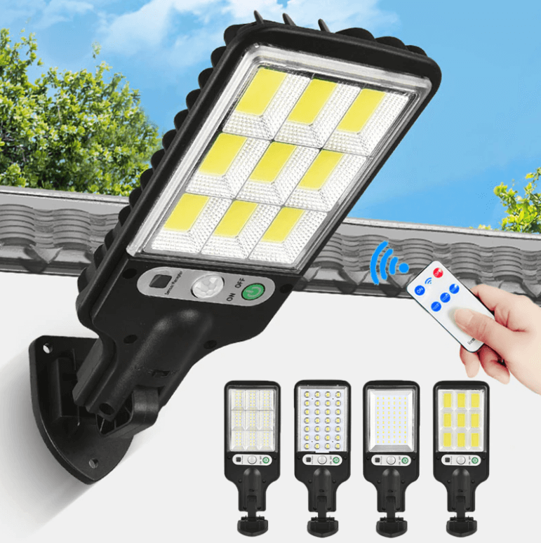 Vanntett solenergi hagelys med automatisk bevegelsessensor; ideelt for energisparende utebelysning.