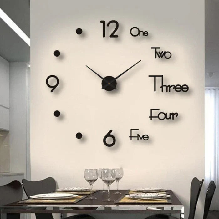 Rammeløs DIY veggklokke, gir et moderne og rent uttrykk. Et stilrent design for hjemmedekoren.