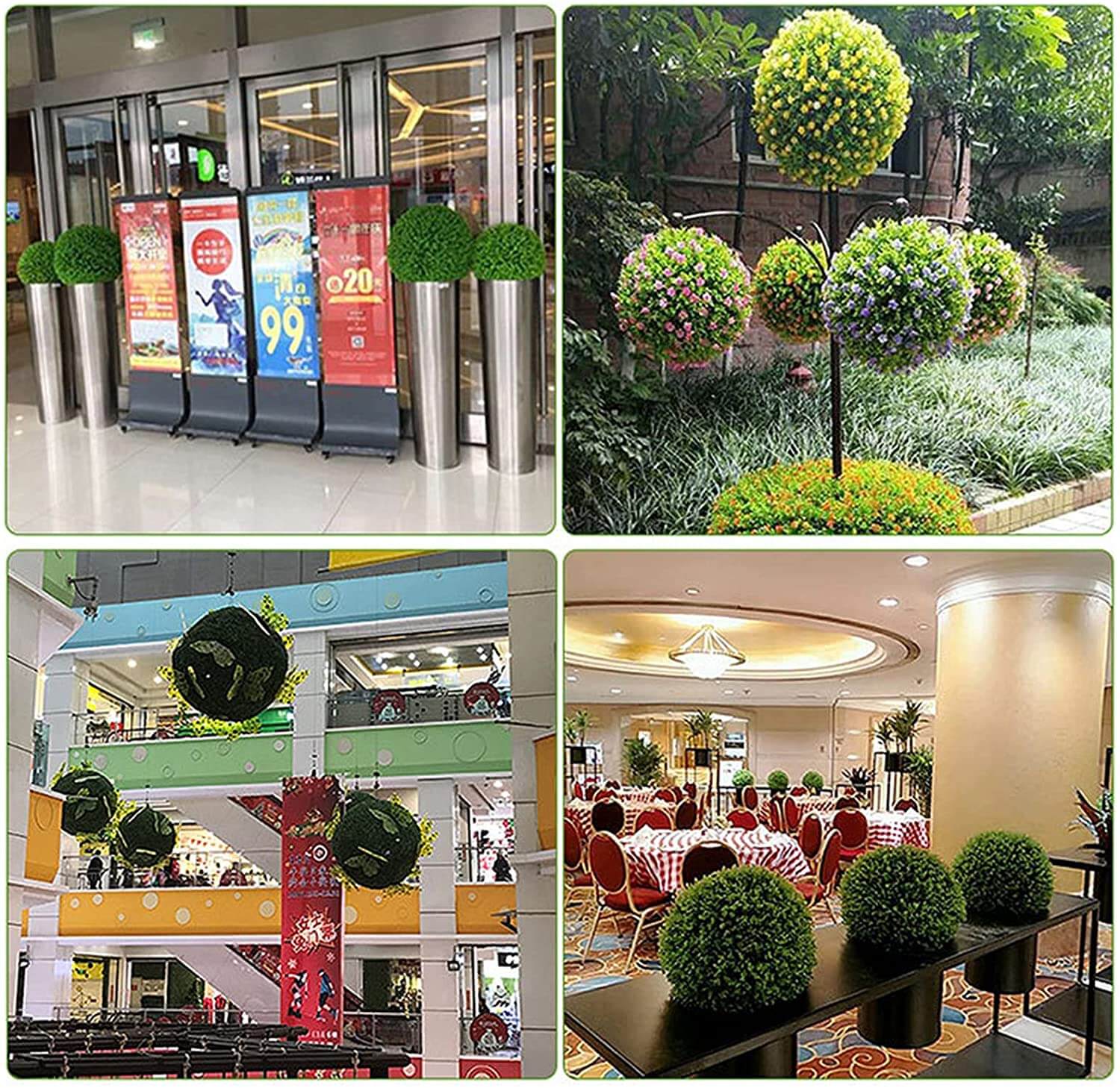 Fleksibel kunstig toppiær plante ball for ulike dekorasjonsløsninger, hage og hjem