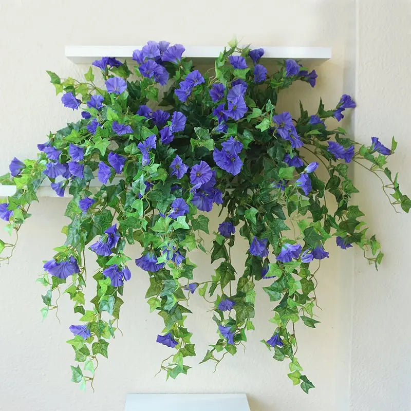 Vedlikeholdsfrie silkeblomster, UV-bestandige kunstige morgenherlighet til balkong og hage.