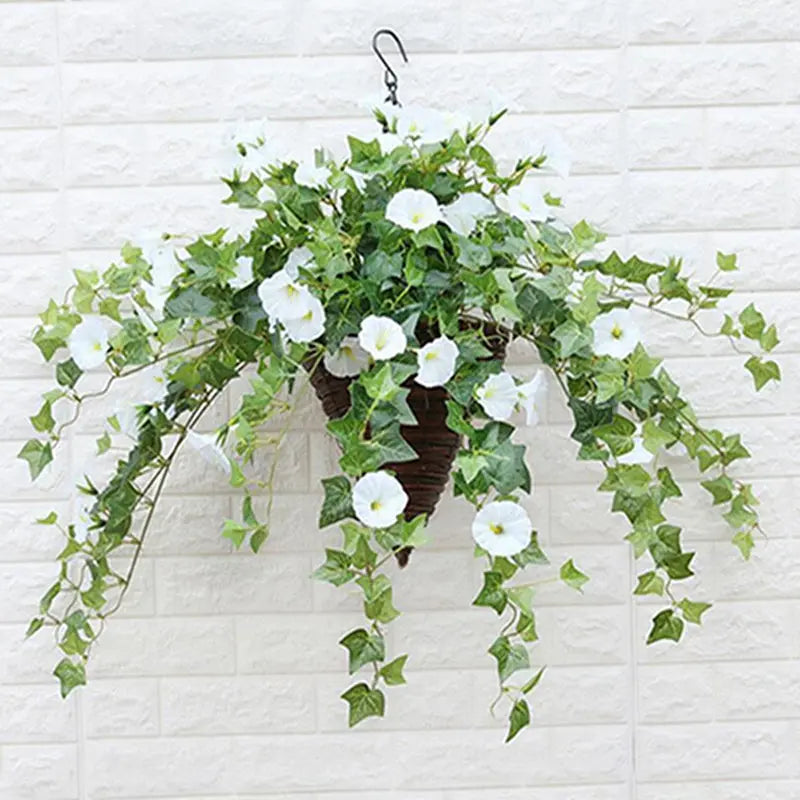 Elegante kunstige morgenherlighet i hvit, rosa, gul for innendørs hjemmedekor og pynt.