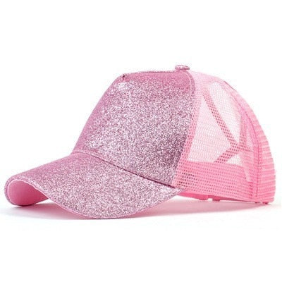 Burgunder baseballcaps med elegant hestehaleåpning, tilbehør for damer.