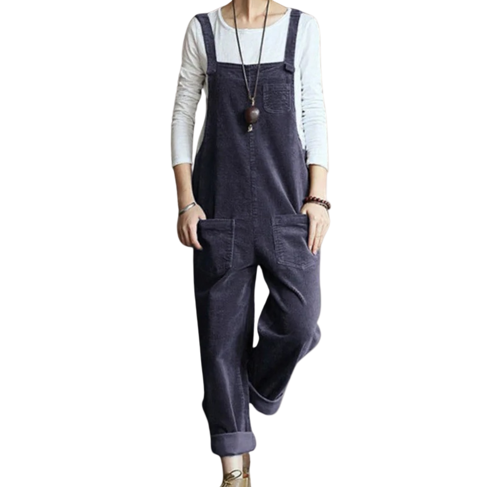 Kvinnenes løse passform jumpsuit i ensfarget design, perfekt for komfortabel, trendy hverdag.