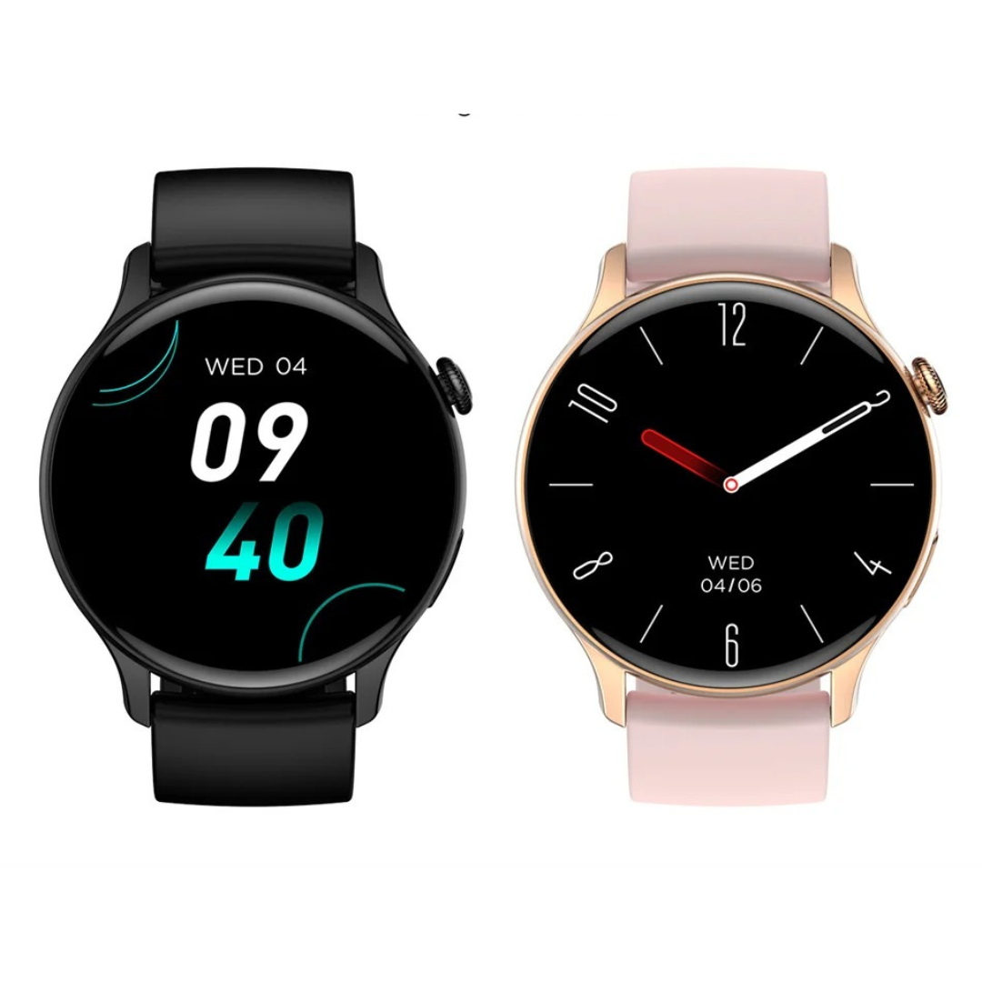 Elegant sølv smartklokke for kvinner, AMOLED, med utskiftbar lenke.