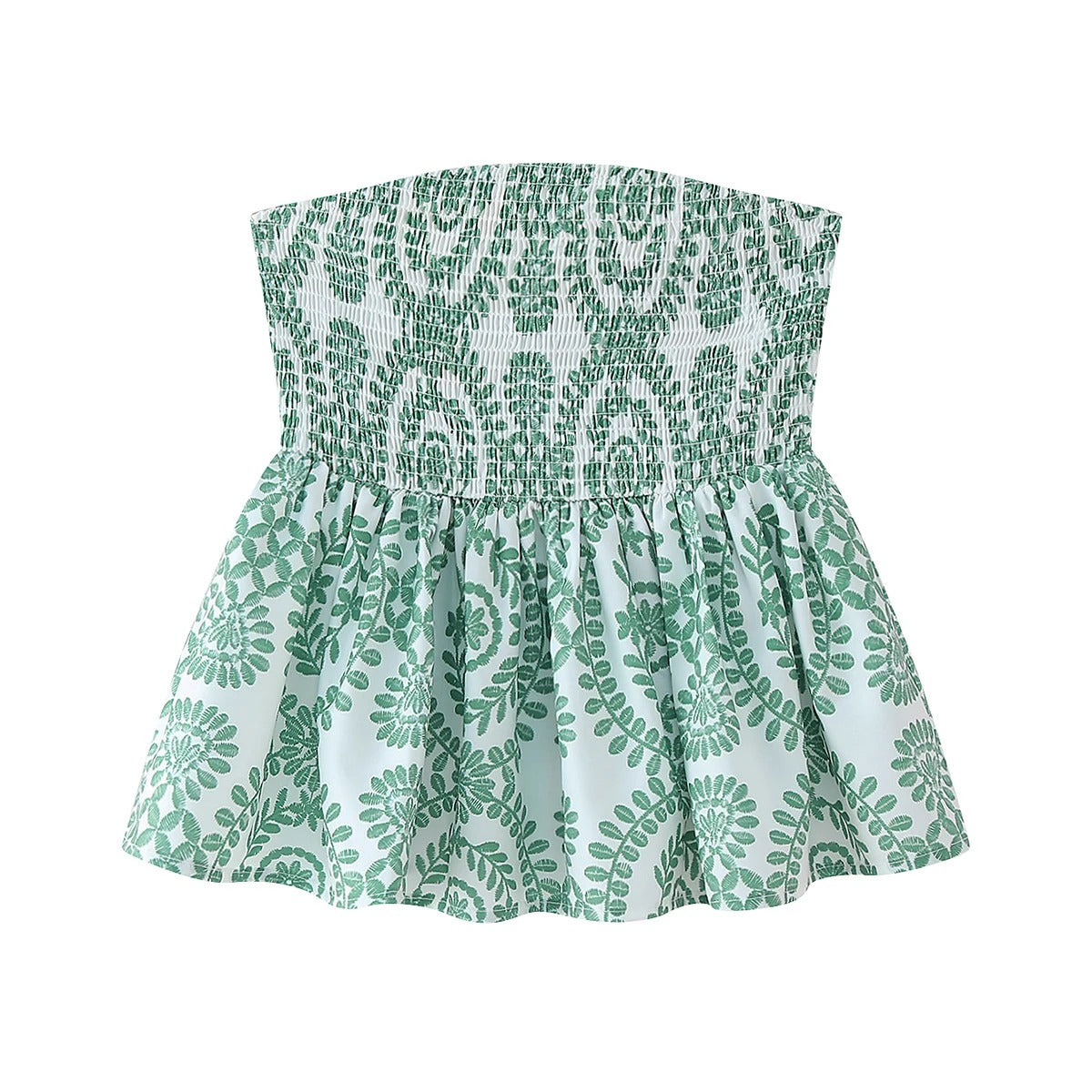 Komfortabel sommerlig topp: Blomstret volang croptop for kvinner, ideell for avslappet stil.