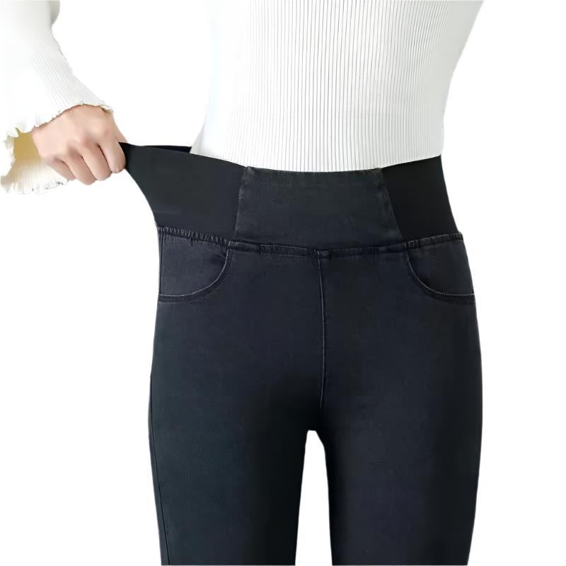 Kvinner denimbukser, høy midje slim fit jeans for fritid og hverdag. Mote skinny denimbukser.
