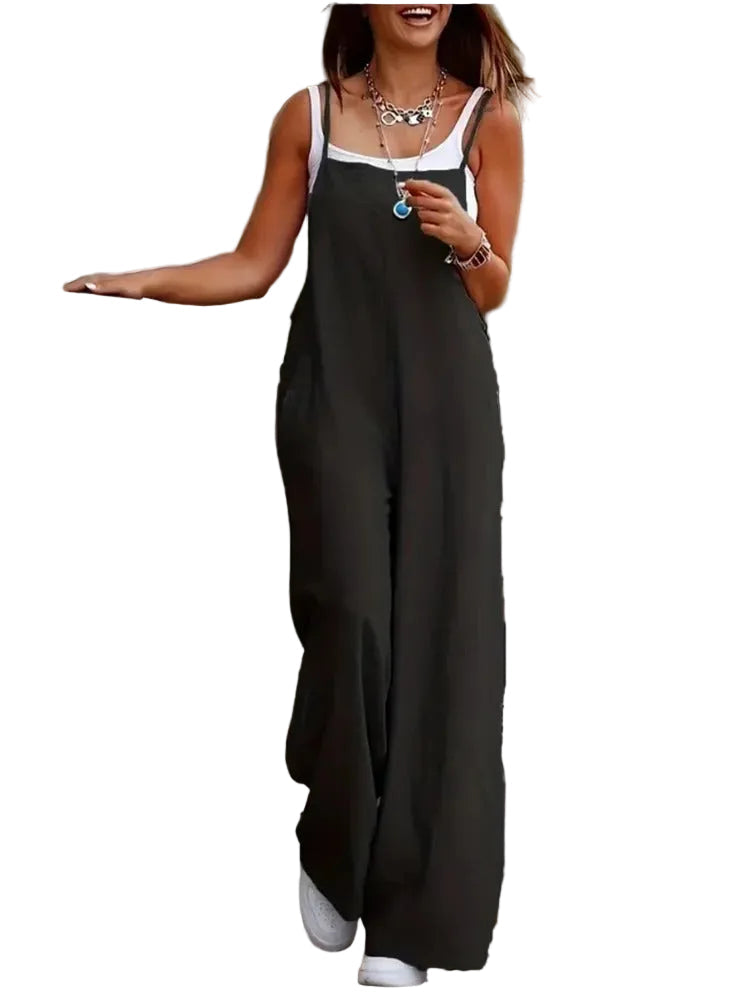 Kvinner ermeløs jumpsuit, komfortabel og stilfull for sommerdager, casual mote.