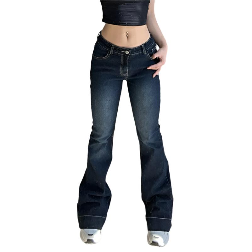 Kvinner flare-jeans med lav midje i retrostil. Perfekt for trendy damemote og streetwear.