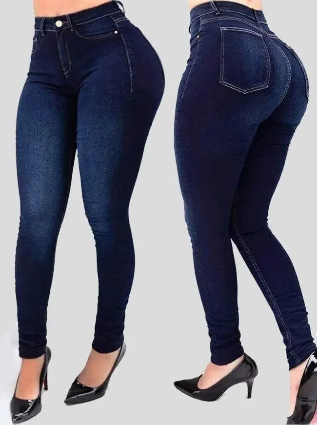Stilige lyseblå skinny shapingjeans for kvinner. Høy midje denim bukser passer perfekt til hverdagsstil.