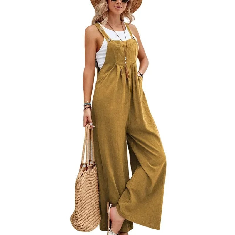 Stilig overall/kjeledress for kvinner. Løs og baggy passform med brede ben, perfekt for motebevisste.