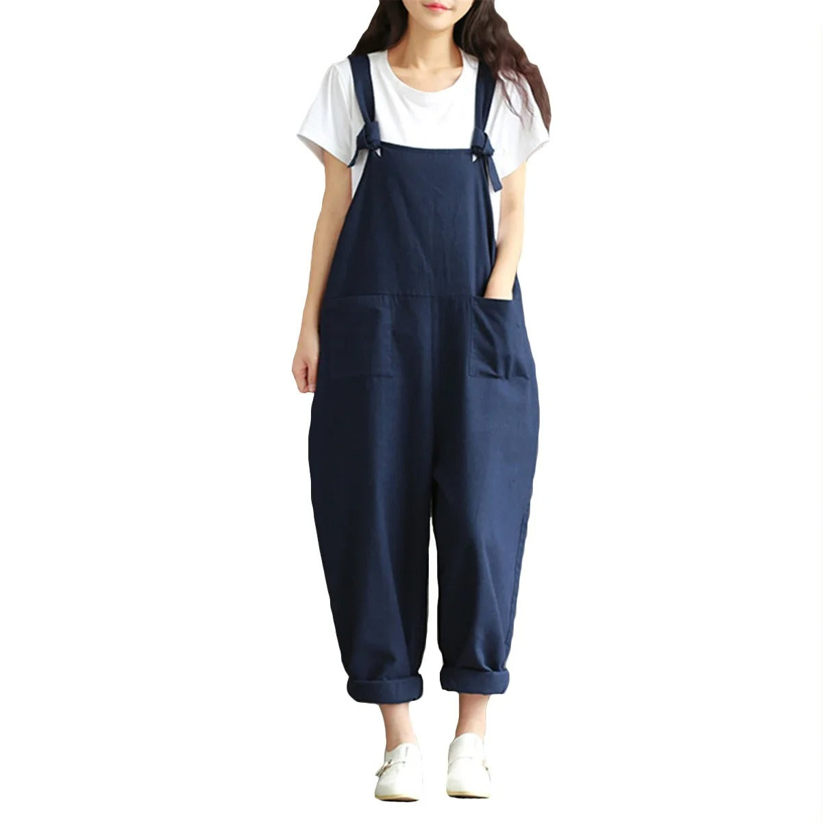 Kvinner løs harem jumpsuit, komfortabel og uformell. Perfekt for hverdag og fritid.