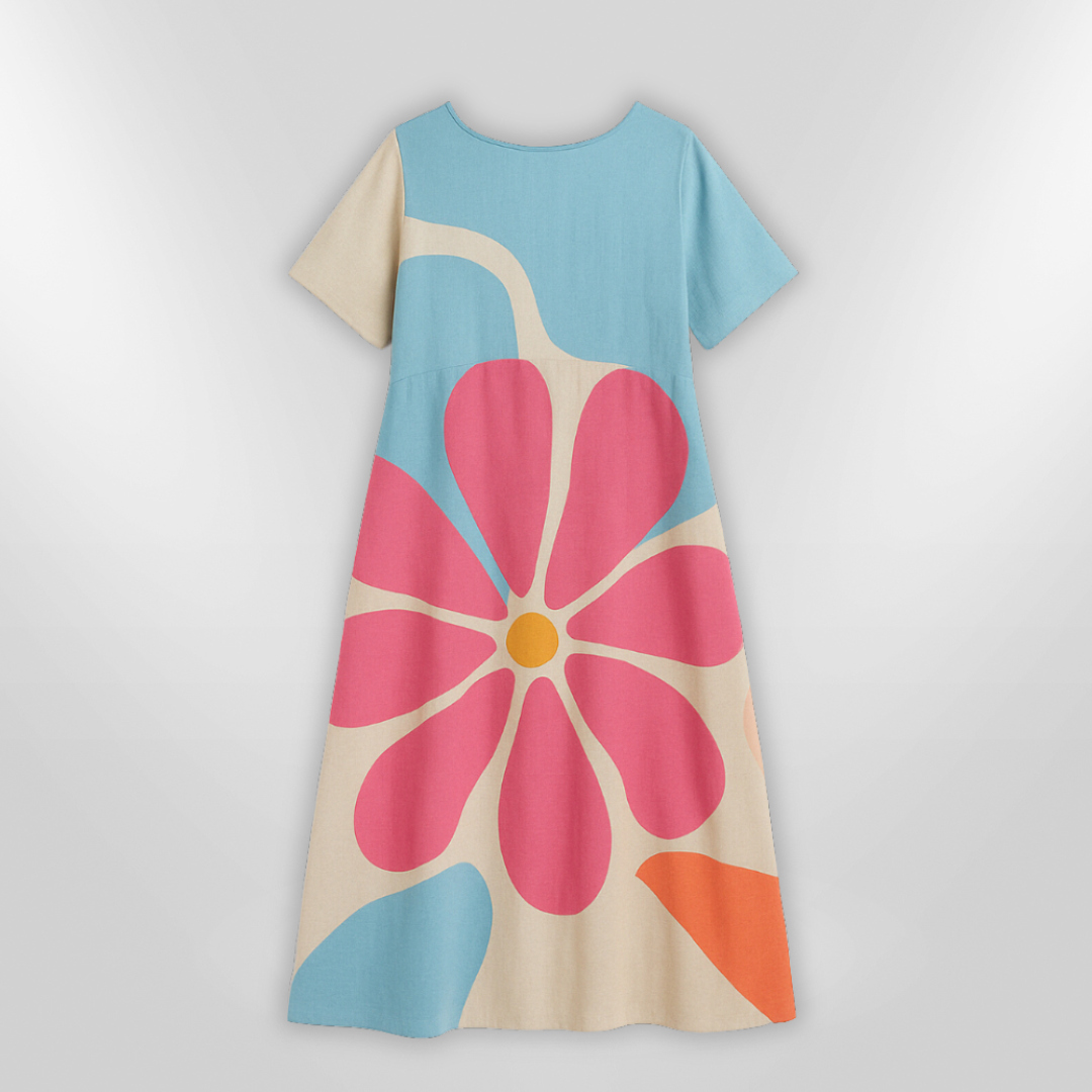 Elegant blomstret maxikjole for kvinner, laget av pustende bomull, ideell for sommer.