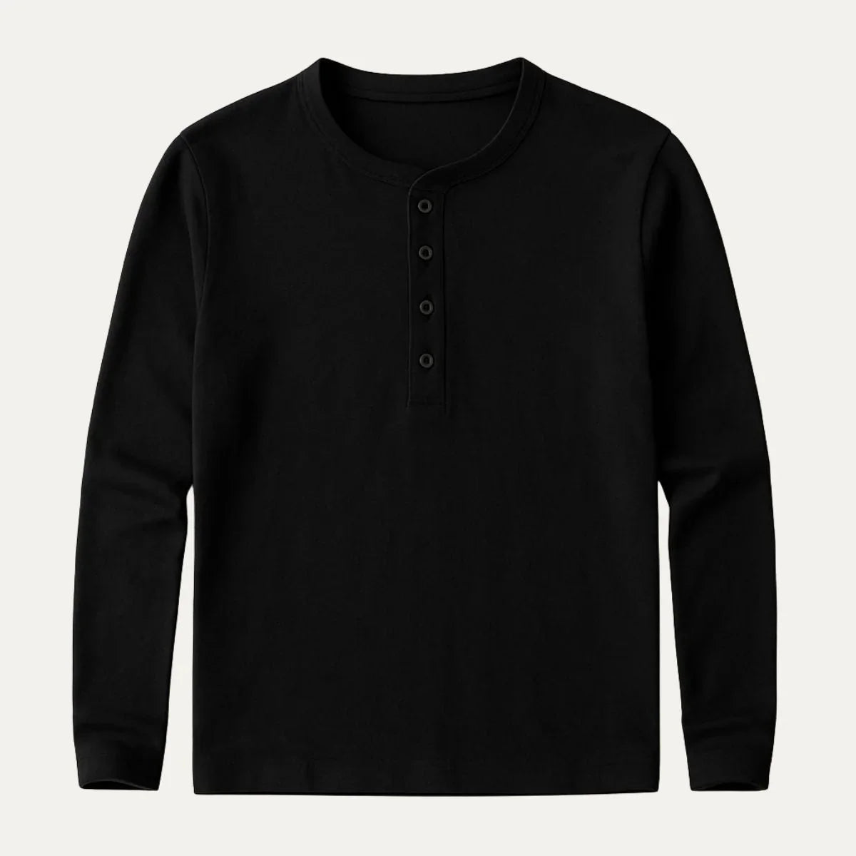 Stilren langermet polo for menn, med unik båndkrage i pustende bomull.