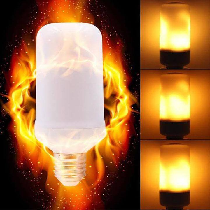 Dekorativ LED lyspære med dynamisk flammeeffekt, skaper varm og hyggelig atmosfære.