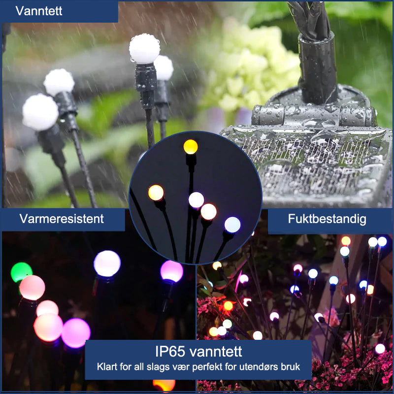 "LED ildflue solcellelys for hagen, svaiende, fargeendring, grasiøs bevegelse, solcelledrevet, dekorativ belysning"