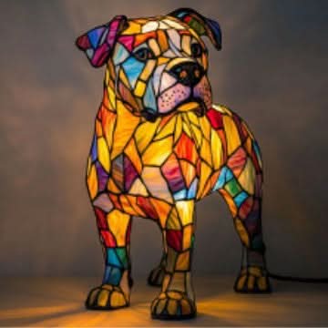 Bordlampe med LED, formet som en hund, skaper stemningsfullt lys
