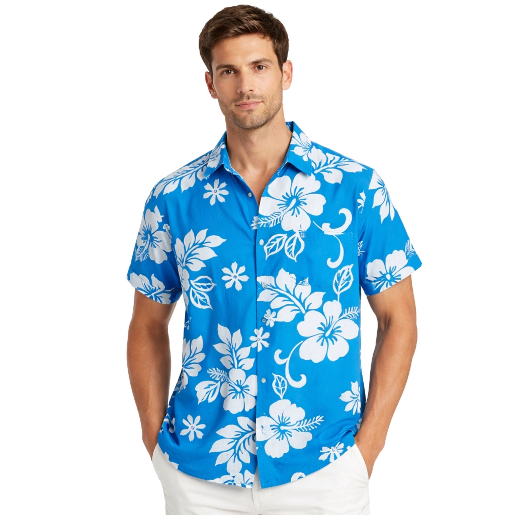 Lett, pustende herreskjorte med fargerikt blomsterprint. Perfekt for sommer, strand og ferie.