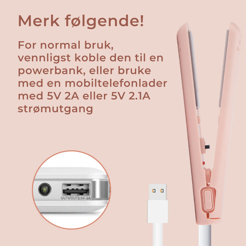 "Liten mini krølltang med keramisk overflate, ideell for både krøllete og rett hår. Bærbar og lett for enkel styling."