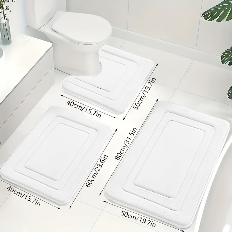 3-delt memory foam baderomsmatte sett. Sklisikker, absorberende og komfortabel for baderommet.