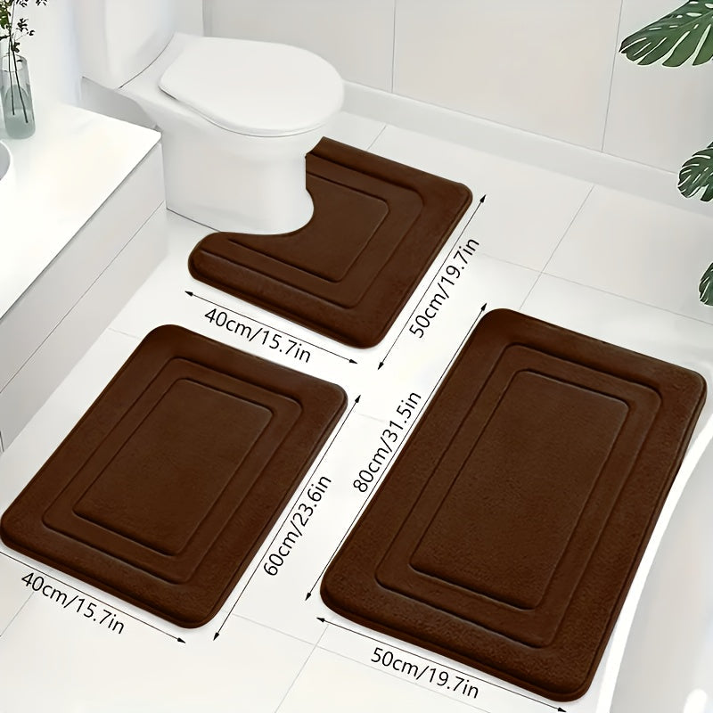 Luksuriøst baderomssett med memory foam matter, 3 deler. Ideelt for hovedbad eller gjestebad.