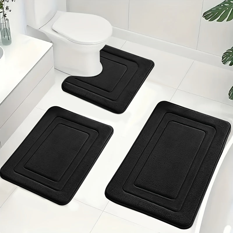 Komplett 3-delt baderomsmatte sett med memory foam; sklisikkert og absorberende for trygt hjem.