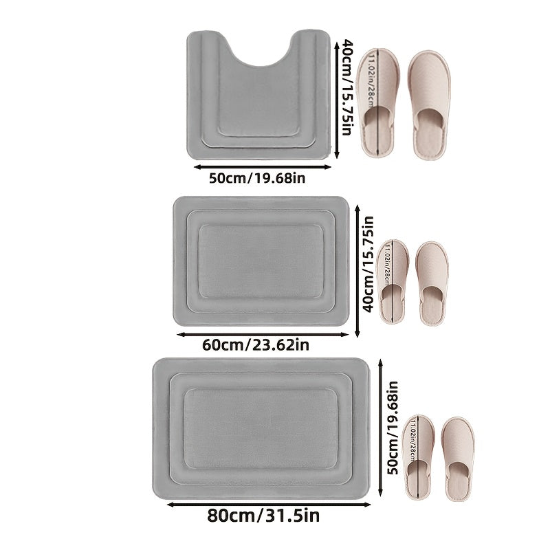 Elegant baderomsmatte i memory foam, 3-delt sett, gir luksus og komfort til ditt baderom.